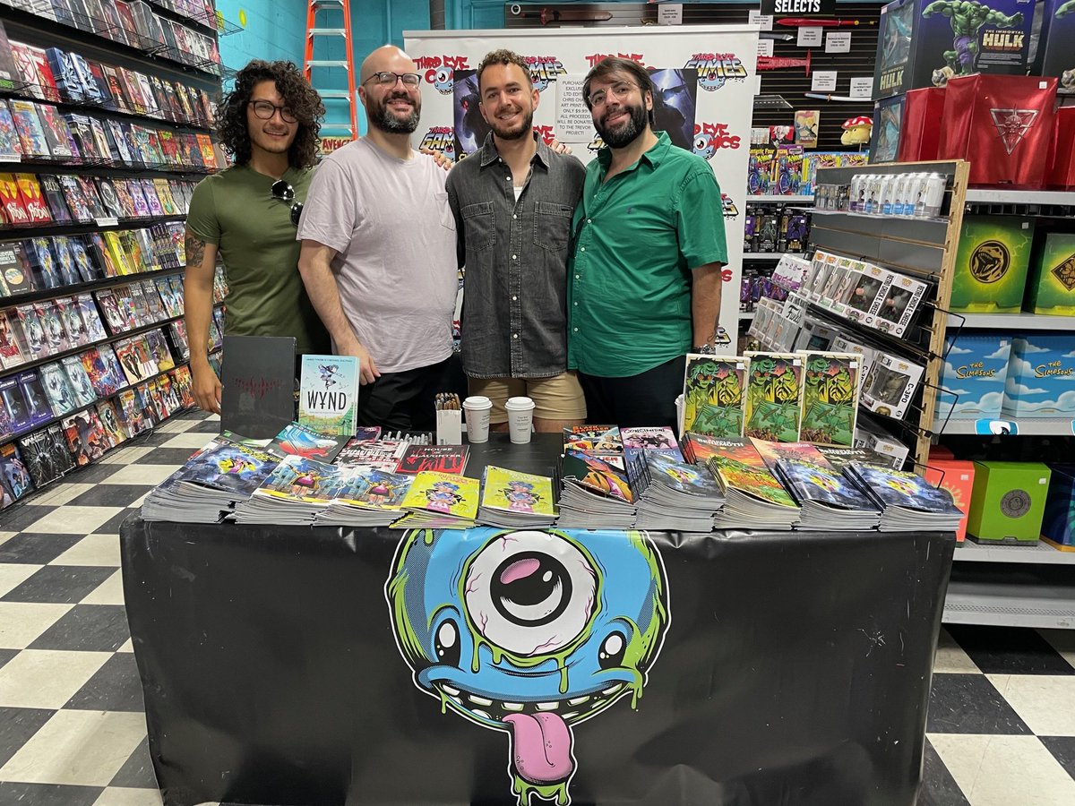 SURPRISE!!! @JamesTheFourth has made a surprise drop-in to sign with the superstar team of @DarkHorseComics #ChristopherChaos @TateBrombal @IsaacGoodhart @ArtofNickRobles!!! 11am-1pm at Third Eye Annapolis #nevergrowup #buythirdeyeordie🤘🤘🤘