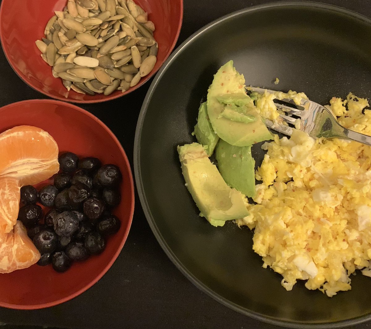 Breakfast anyone? 

#healthyfood #breakfasttime #yummyfood #fuits #seeds #scrambledeggs #avocadolover #mandarine #blueberriesforever