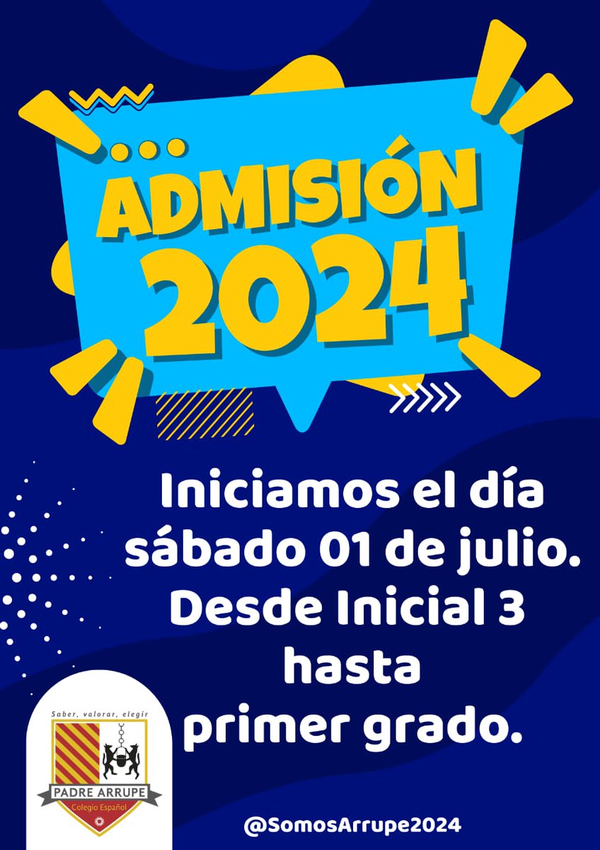 Kthiarias's tweet photo. No te pierdas la oportunidad de ser parte de nosotros. Es hora de dar inicio a tu proceso de admisión 2024
¡Te esperamos! 🥳🥳🥳
#soyarrupe2024
#Somosmásparalosdemás https://t.co/gVnfGKHClH