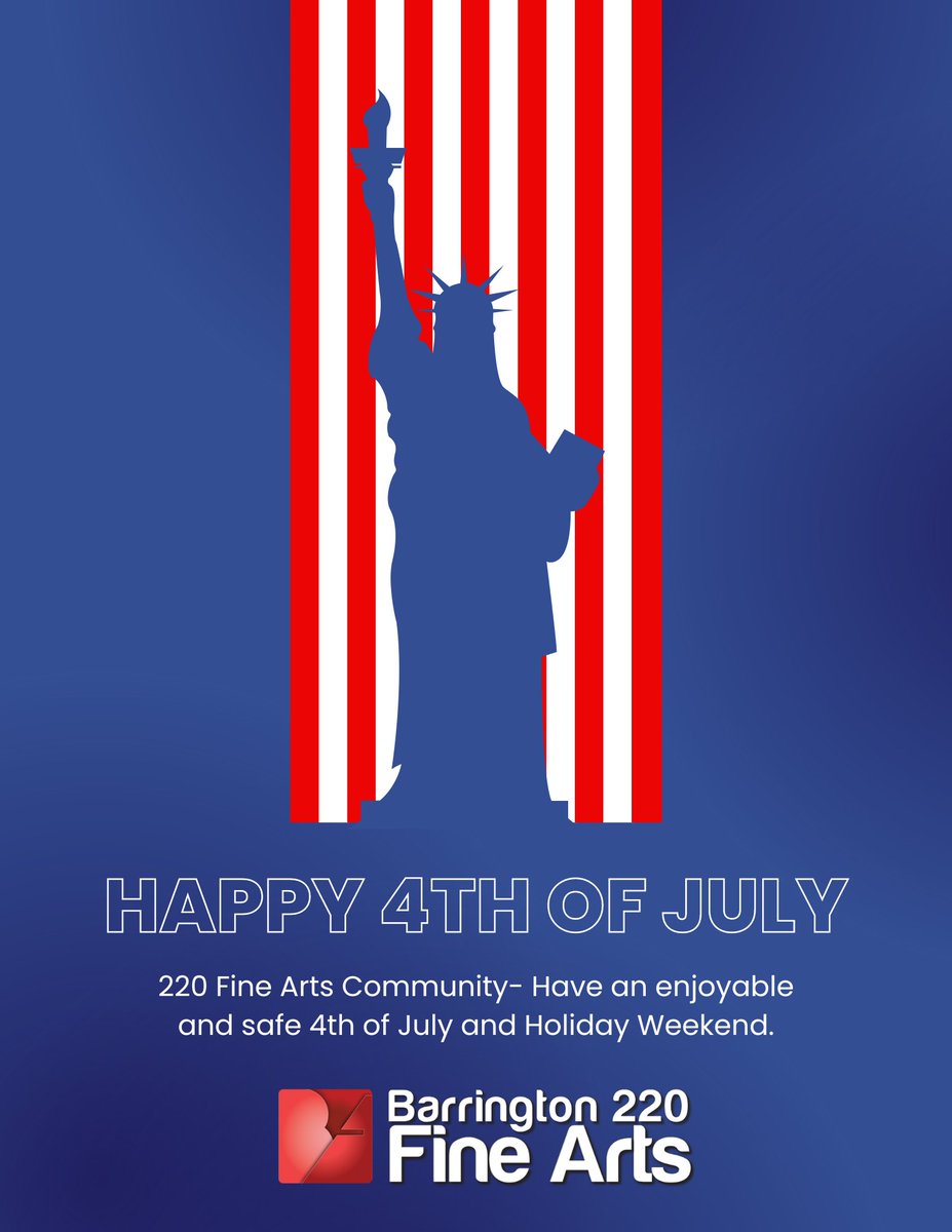 220 Fine Arts wishes you and your family a safe and happy 4th of July and Holiday Weekend!
<a href="/220Arts/">Barrington 220 Fine Arts</a>