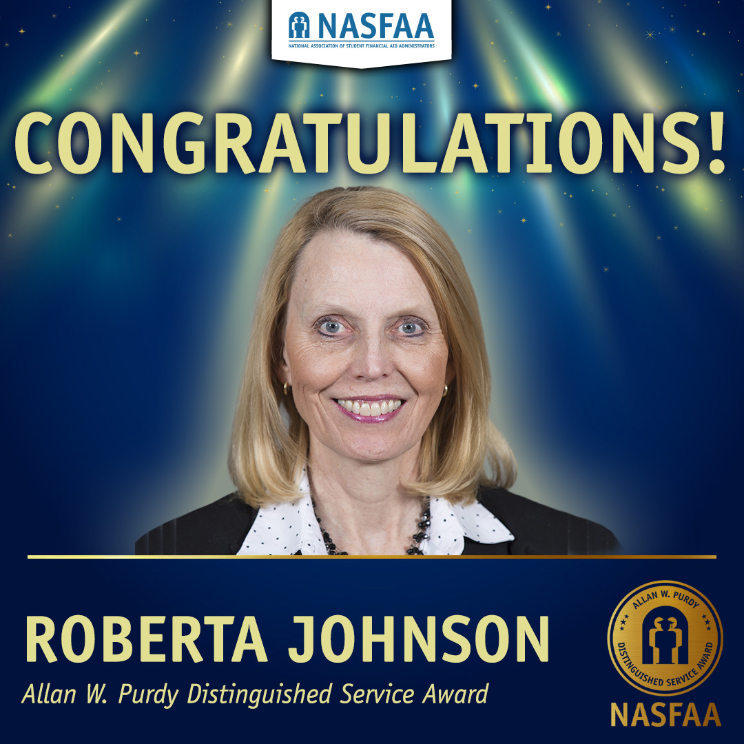 nasfaa's tweet image. The first winner of the Allan W. Purdy Distinguished Service Award at #NASFAA2023 is Roberta Johnson, executive director of the Office of Student Financial Aid at @IowaStateU 🏆