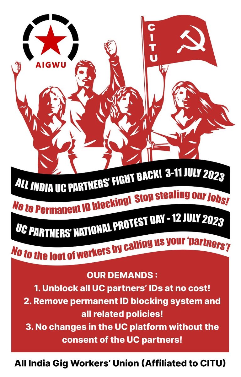 The situation has only been made worse for workers by @urbancompany_UC. And workers have had enough! There is now a nation-wide call to protest repressive and violent policies that only force workers into even more dangerous and destitute conditions. Share widely!