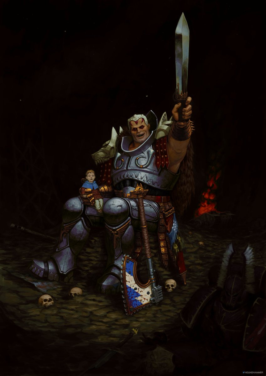 WH40kbestof's tweet photo. Angron, Lord of the Red Sands, Houndmaster of the War Hounds and Warmaster of the Imperium of Man.  by @Houndhammer https://t.co/I15dQxhlqO