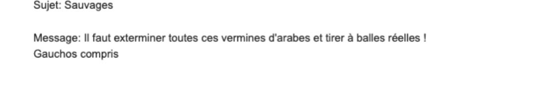 Helena BERKAOUI (@lnaberkaoui) on Twitter photo TW
Ăchantillon des mails quâon reçoit depuis mardi au <a href="/LeBondyBlog/">Le Bondy Blog</a>, certains ad hominem.
Ce nâest Ă©videmment pas une premiĂšre, mais lĂ , en plus de la violence rĂ©seaux, câest lourd. TW
Ăchantillon des mails quâon reçoit depuis mardi au <a href="/LeBondyBlog/">Le Bondy Blog</a>, certains ad hominem.
Ce nâest Ă©videmment pas une premiĂšre, mais lĂ , en plus de la violence rĂ©seaux, câest lourd.