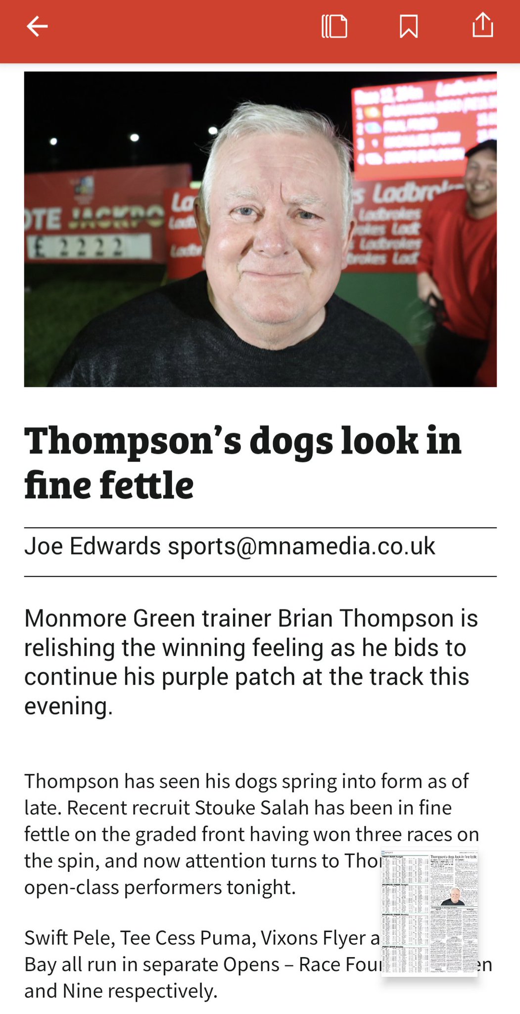 Monmore Green Greyhound Stadium on Twitter "Today's edition of the