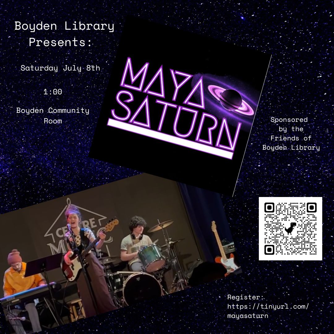 BoydenLibraryFX's tweet image. We have fun programs for Learn to make a sitcom with Melodious Zach Thursday, July 6th and the Maya Saturn Band (a fun family event!). Register Today! #Teens #music #sitcom #funny #foxboro #movies #rocknroll #soulmusic #families