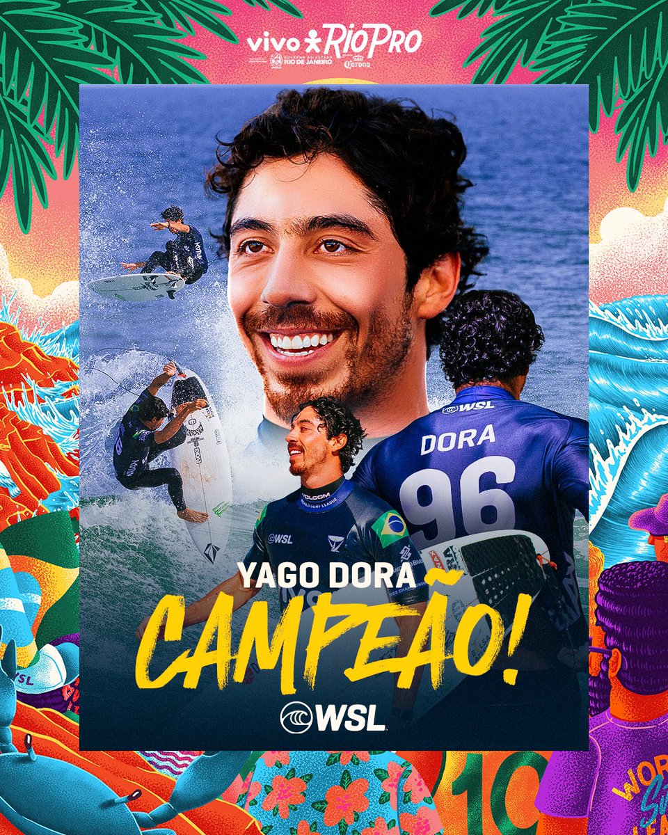 WSLBrasil's tweet photo. YAGO DORA É CAMPEÃO! É DO BRAAASILLLL! 🇧🇷🇧🇷🇧🇷🇧🇷🇧🇷

Yago Dora vence o #VivoRioPro apresentado por Corona! 🏆 A sua primeira vitória no CT! ✅ #WSLBrasil

@vivobr @coronabrasil https://t.co/fEuPsaMEJX