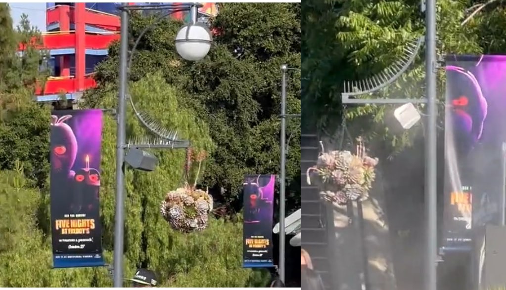 FNAFMovieUpdate's tweet photo. Some FNAF Movie flags were spotted in Universal Studios Hollywood! https://t.co/BkcF9vo0OO