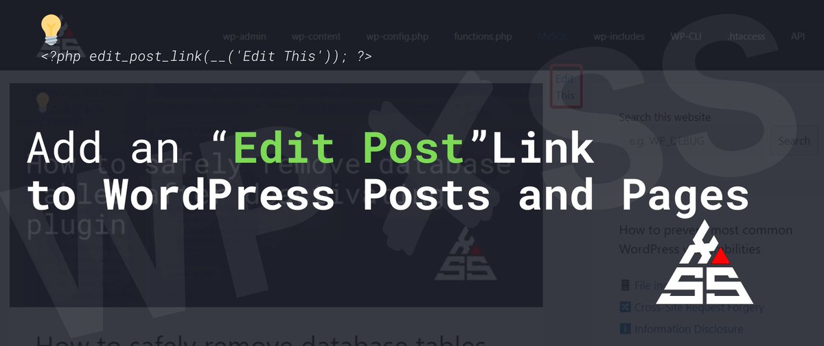 pejcic_rs's tweet image. Add an ✏️ “Edit Post” Link to WordPress Posts wpxss.com/wp-content/the… #functionsphp