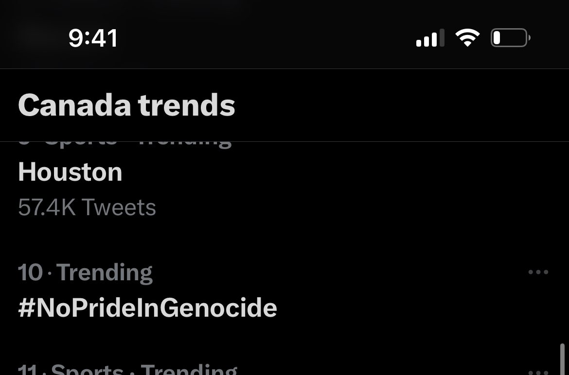 Terrilltf's tweet photo. #NoPrideinGenocide is now trending in the top ten in Canada on #CanadaDay Keep it going until it hits number 1! https://t.co/xHRzjhzmW1