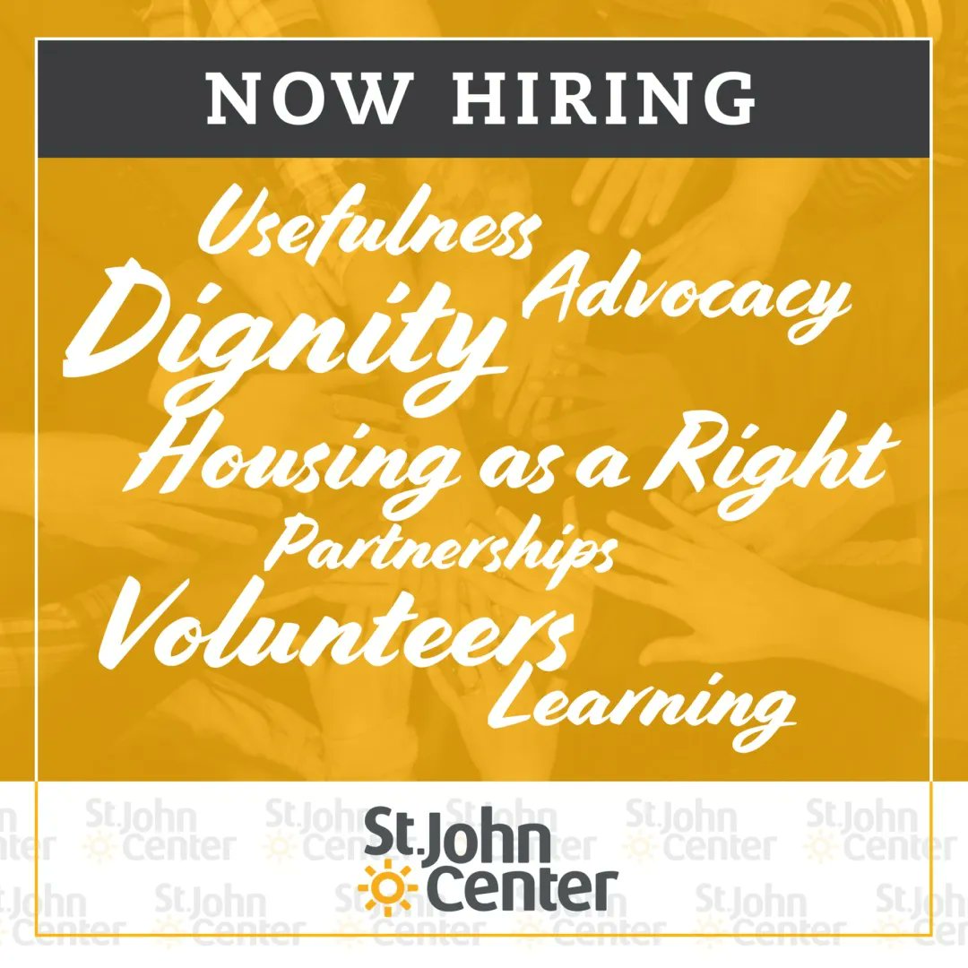 St. John Center is hiring for multiple positions, and you can learn about each one and apply at stjohncenter.org/employment-opp…

#SJCMovingHome