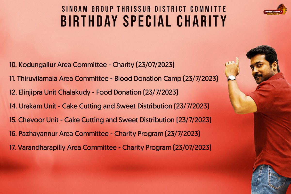 urakam_sfc's tweet photo. Dear AnbaanaFans 😎

Here Is Our @Suriya_offl Anna's Birthday Programme Lists  Of #SingamGroup ❤️

Stay tuned @singamgroup8 

@rajsekarpandian @Ravikumartcr @SuriyaFansClub
 #SuriyaBdayGalaMonth https://t.co/BAj0vZ3oNj