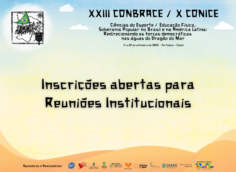 _cbce's tweet image. Está aberto o prazo para inscrições de Reuniões Institucionais a serem realizadas durante o XXIII CONBRACE e X CONICE. Participem! Confiram todas as informações em:  cbce.org.br/noticias/