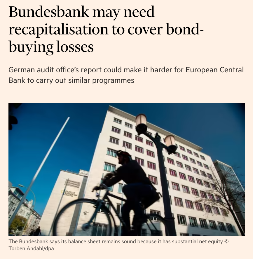 These incredible headlines don't get enough attention.

The central bank of the fourth largest economy in the world may need a bailout because it bought bonds.

This isn't a tech crisis or even a banking crisis.
It's a bond crisis, a central bank crisis, a fiat crisis.