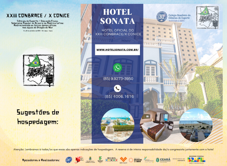 _cbce's tweet image. A Comissão Organizadora Local do XXIII CONBRACE e X CONICE divulgou a lista de hotéis que firmaram parceria para a hospedagem da equipe de trabalho e convidados do evento, bem das/os congressistas. + informações estão disponíveis em cbce.org.br/noticias/