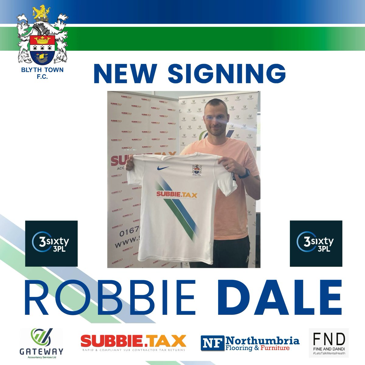 Here we go! We are delighted to announce the signing of Robbie Dale 💚 ⚽ 💙

Robbie will be sponsored by 3Sixty 3PL