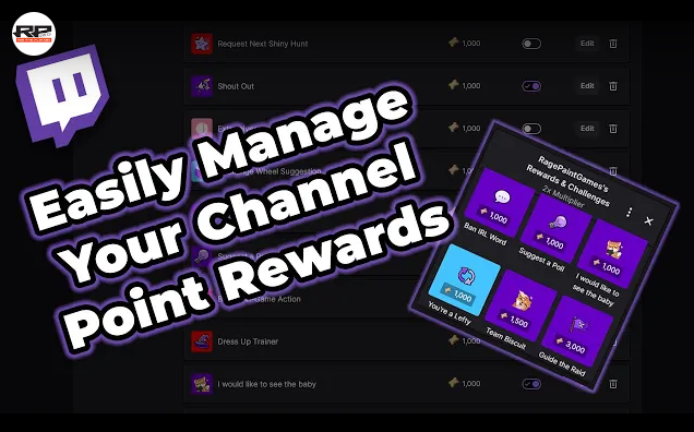 RagePaint's tweet photo. Twitch Reward Profiles: 
Switch between different Twitch channel point reward profiles with a single click. 
https://t.co/Cnqi5mQllo https://t.co/klME5BaPFI