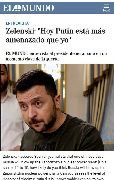 amborin's tweet photo. False flag imminent?

Ukraine continuously shells the Zaporozhye Nuclear Power Plant, which is under Russia's control.

Zelensky assures Spanish journalists that one of these days Russia will blow up the Zaporizhzhia nuclear power plant.

"Very important events" related to Ukraine will be revealed soon"

 -Josep Borrell, EU FP chief, in an interview with Spain's TVE.

NATO's Vilnius meeting is July 15.