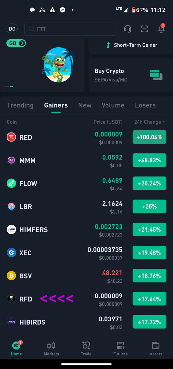 $RFD in #KuCoin top gainers! 🚀🚀#RefundCoin will be taking the #1 spot very soon!! 🏆