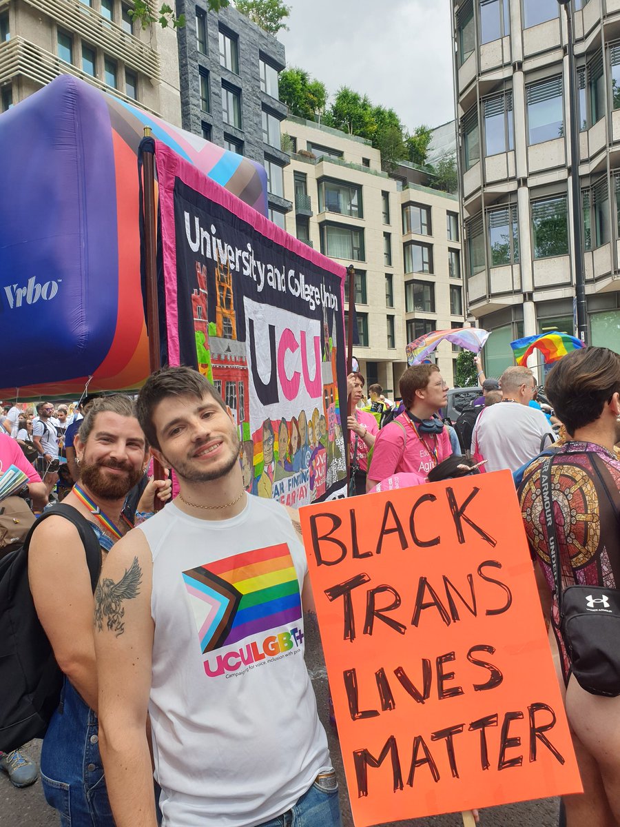 Was amazing to march in London Pride as part of the UCU, and today (as well as every day) it's important to stand with our trans comrades, there can be no queer community without queer solidarity! #LondonPride #TransRightsAreHumanRights