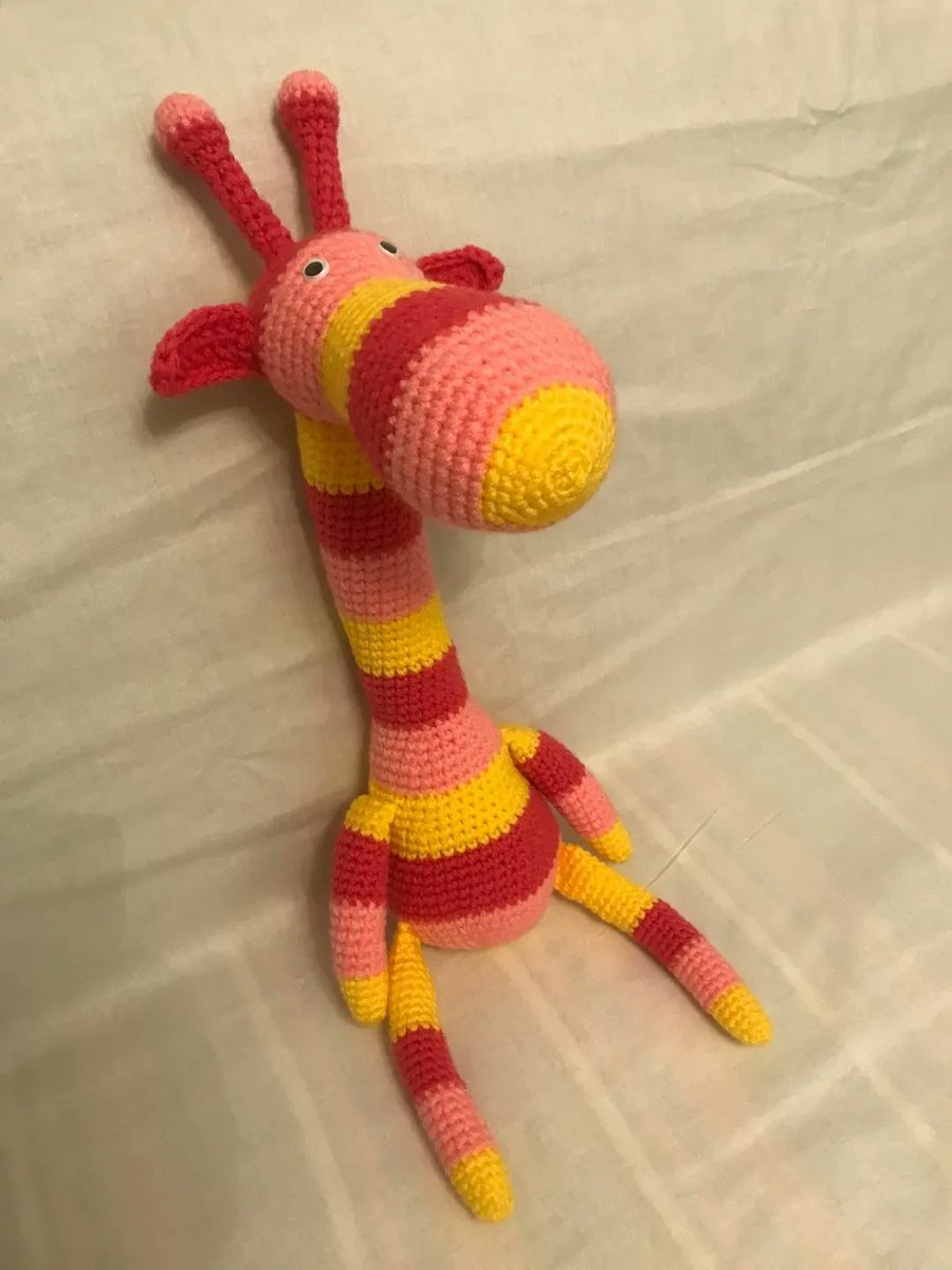 Large Giraffe 18' tall - Pink & Yellow striped - etsy.com/uk/listing/137… - #giraffe #crochet #etsy #etsyretwt #amigurumi #ATEtsyRT #handmade #anthonybrighton