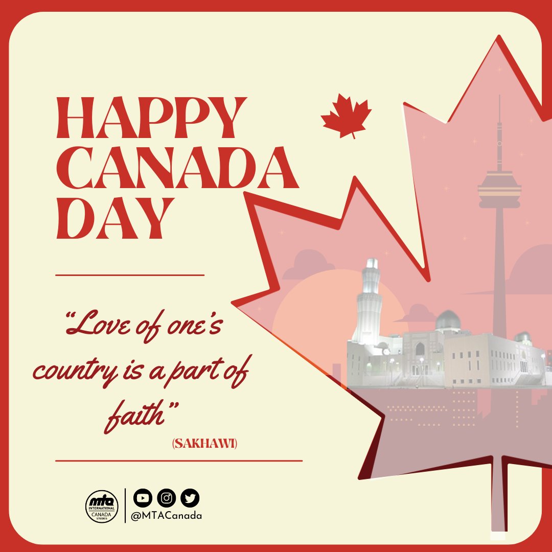 MTACanada's tweet image. Celebrating #CanadaDay with love and gratitude! Let us honor our country and our faith by staying true to the words of the Holy Prophet (sa)!

@AMYACanada @AtfalCanada 
@LajnaCanada @WaqfenauCanada 

#MTAi #MTACanada