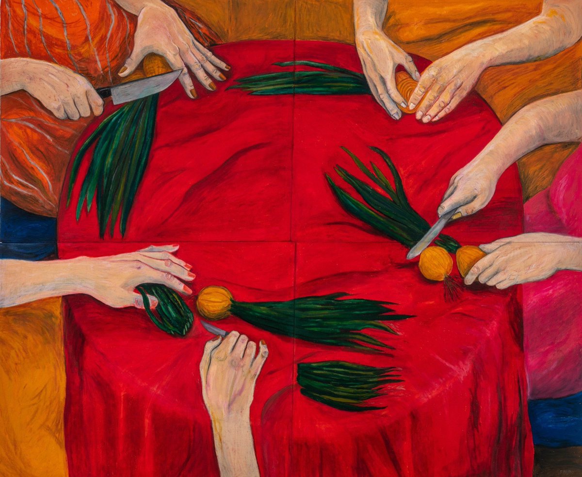hiddentowergems's tweet photo. Four Women Crying. 2022. Alicja Biała (Polish, b. 1993, Poznań, Poland). Oil Pastel on Paper. https://t.co/Zl1XZrVwnR