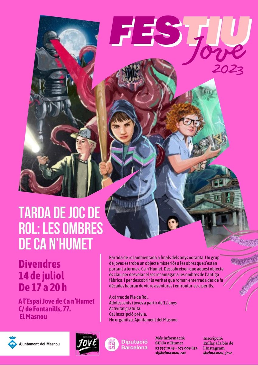 Tornen les aventures de "Nuestro Último Verano" a Ca n'Humet!

⚠️ RECORDA‼️
📌 Tarda de #Rol, "Les ombres de Ca n’Humet"  

✏️ Inscripcions gratuites obertes a docs.google.com/forms/d/e/1FAI…

<a href="/TomosyGrapas/">Tomos y Grapas Cómics</a> 
#festiujoveelmasnou  #elmasnou #espaijovecanhumet #ajuntamentdelmasnou #plederol