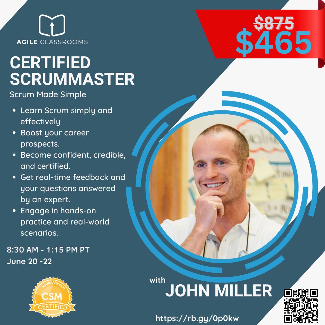 Only three seats left for my highly rated Scrum Master course on June 20-22. Learn how to use Scrum effectively and become a Certified ScrumMaster. I make #Scrum simple and easy to understand, so you can be confident and credible that you can use Scrum to deliver more value with…