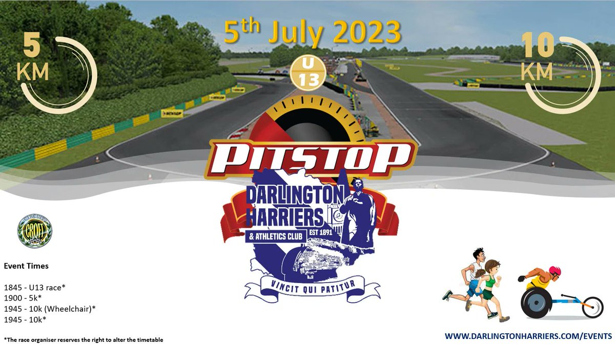 'Pitstop' Races - Wed 5th July (Croft Circuit, Dalton, DL2 2PL) Fast & Flat PB Course! - U13 Fun Run - 5K (Age 12+) - 10K - 10K Wheelchair @JesmondJogger @Saltwell1890 @edenrunners @SkiptonAC @alnwickharriers @BlythRC @WallsendHAC @TynedaleHarrier entermyevent.co.uk/pitstop10k/