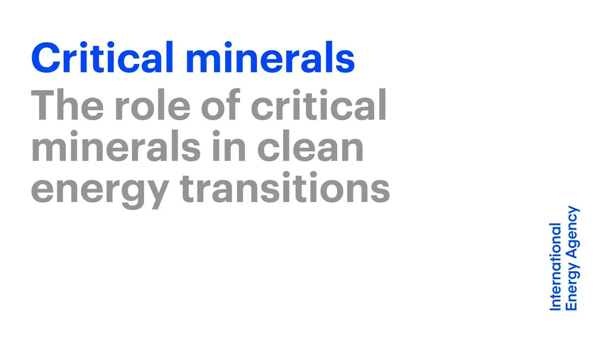 Critical minerals like copper, lithium, nickel, cobalt & rare earths are essentials components in many of today’s clean energy technologies

Ensuring reliable supplies of these minerals will be vital to supporting efforts to reach climate & energy goals → iea.li/3Ct8x7g