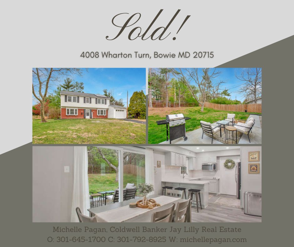 pagan_michelle's tweet photo. SOLD OVER LIST PRICE WITH MULTIPLE OFFERS: 4008 Wharton Turn Bowie MD 20715! Special thanks to my sellers for trusting me!  
HOOTS NEXT! 🦉 @pagan_michelle @coldwellbanker
O: 301.645.1700 C: 301.792.8925 #mdrealestate #realestate https://t.co/bwIBczhwrQ