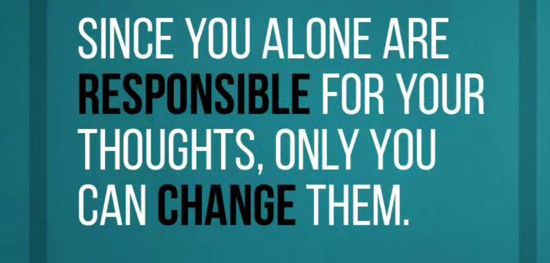 SINCE YOU ALONE ARE RESPONSIBLE FOR YOUR THOUGHTS, ONLY YOU CAN CHANGE THEM. 
#tuesdaymotivations 
#ThinkPositive