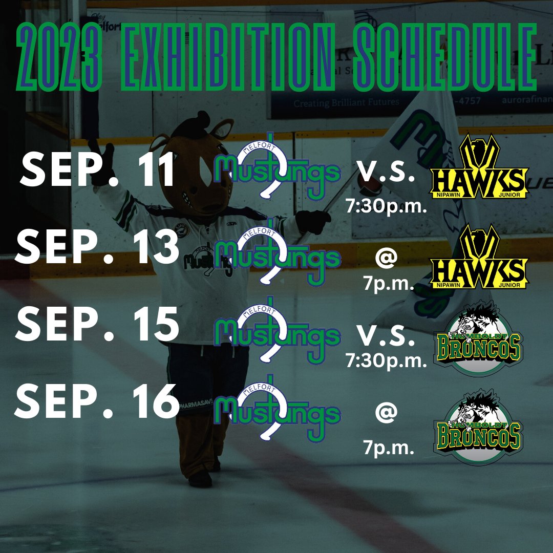 It might be June, but things are coming together for the 2023/2024 @theSJHL Season! Here's our 2023 Exhibition schedule! 2 games v.s. @SJHL_Hawks 2 games v.s. @HumboldtBroncos Renewing a few rivalries before the regular season kicks off!!