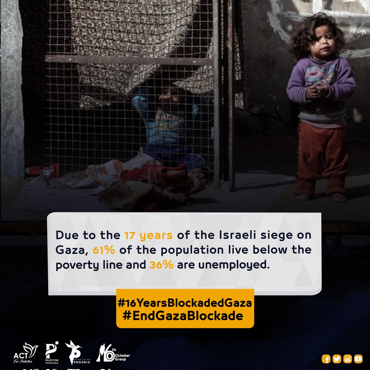 #16YearsBlockadedGaza
#EndGazaBlockade
#IsraeliCrimes