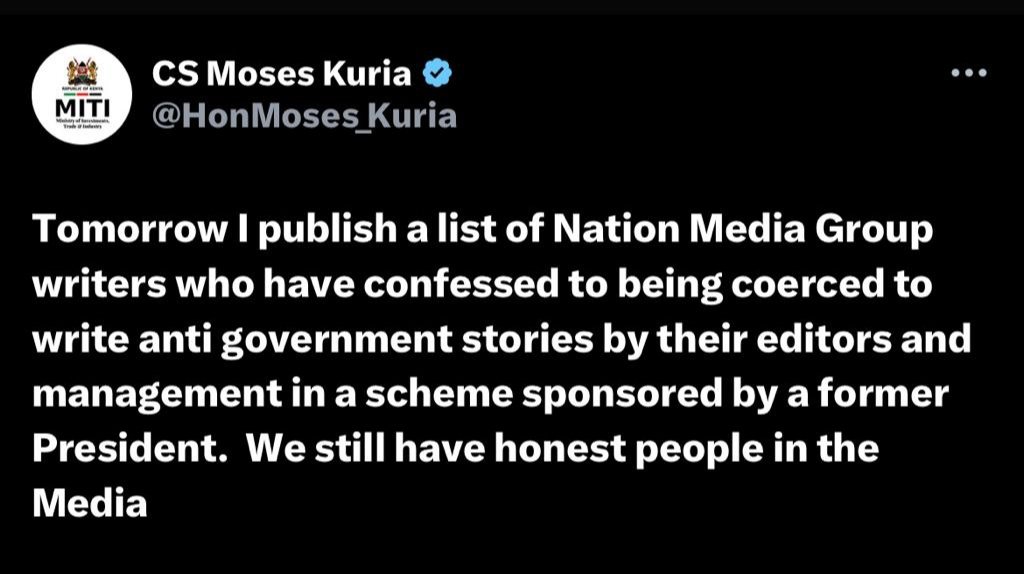 💯 In Support of CS Moses Kuria 

It shall be so DECLASSIFIED!