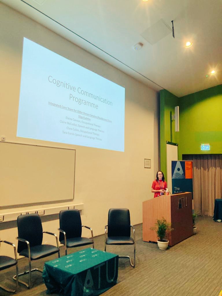 clare_cullenc's tweet photo. Delighted to showcase our Cognitive Communication programme at the National Innovate Care 2023 Conference @atu_ie Big shout out to Tara Garvin for giving a fantastic presentation and doing us all proud! @ICPOPIreland @HSECommHealth1 @saoltagroup @ATU_ResearchIE https://t.co/O9CAuvkdtg