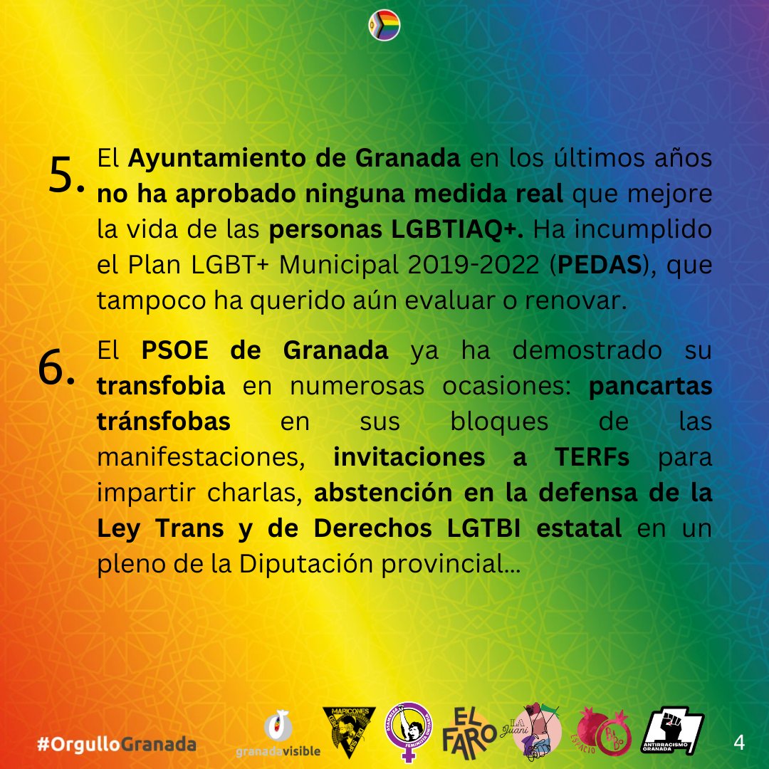 Tras recibir  varias preguntas acerca de la fecha de la manifestación del Orgullo 2023  de Granada, os traemos los motivos por los que la coordinadora del  Orgullo LGBTIAQ+ de Granada ha convocado la manifestación el Lunes 26 de  Junio a las 19.30 en Triunfo. 
#OrgulloGranada