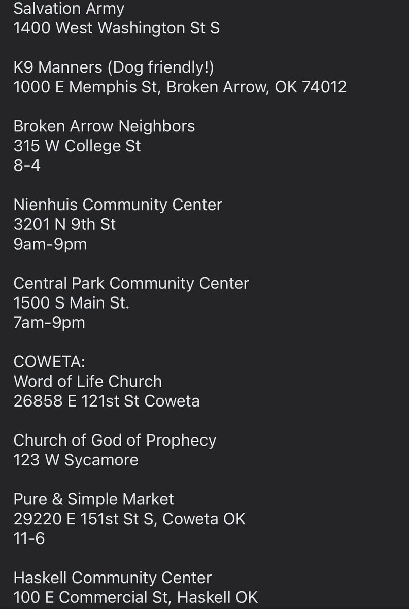 cooling stations in tulsa / BA i’ve compiled so far! 🔌 🌬️