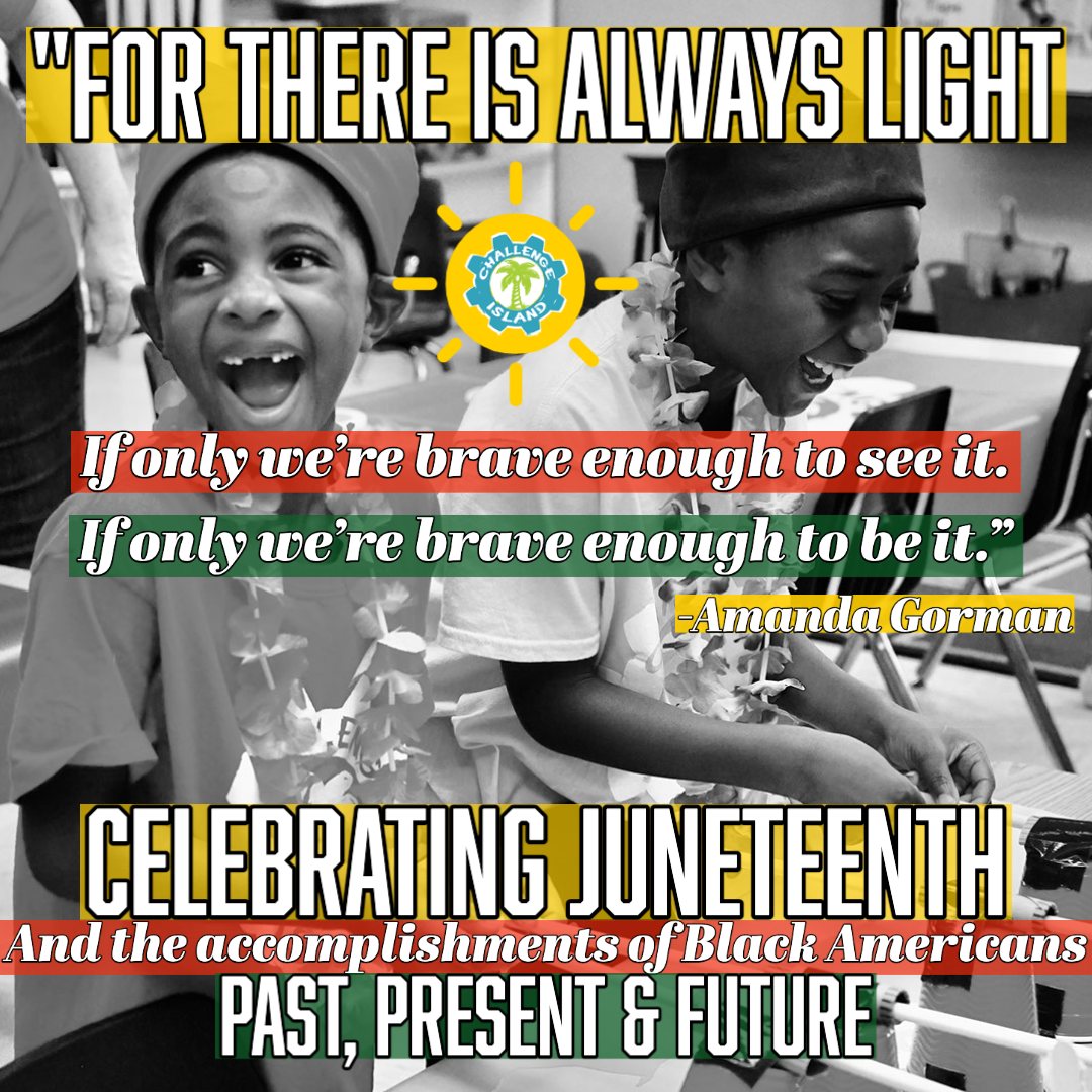 Challenge Island proudly celebrates Juneteenth and the accomplishments of Black Americans past, present and future! 💛💚❤️🖤