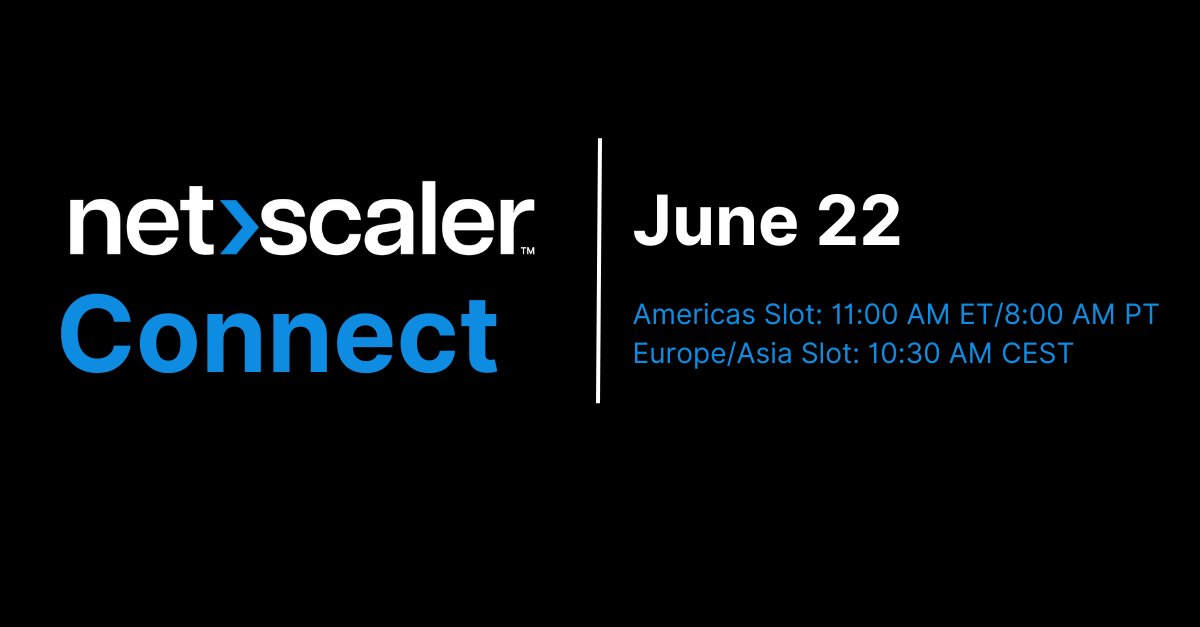 The next <a href="/NetScaler/">NetScaler</a> Connect is coming up on June 22! Register to hear more about Quic3 protocol, observability, and more. spr.ly/6014Of7G4