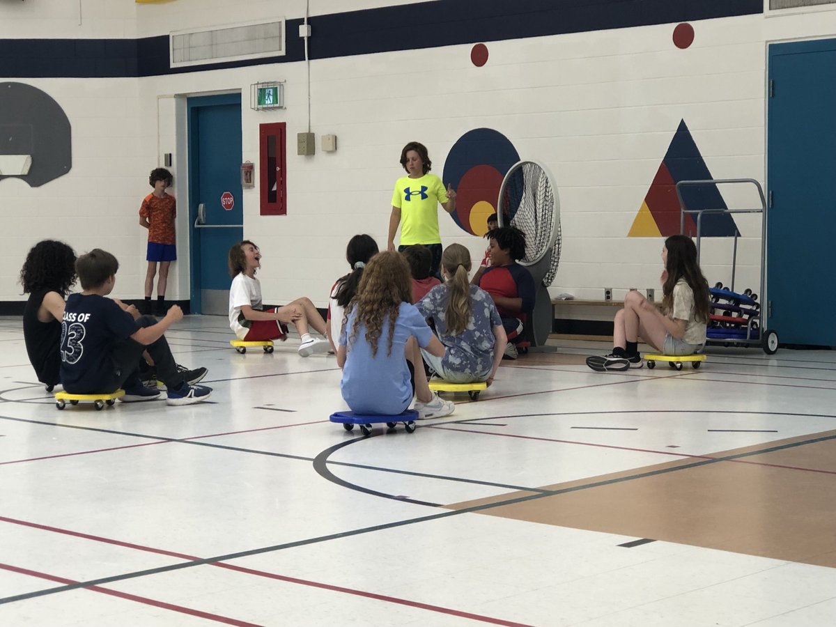 Fun in gym today on the scooter boards. No fingers were run over and fun was had by all! ⁦<a href="/JohnApostleOCSB/">St. John the Apostle School</a>⁩