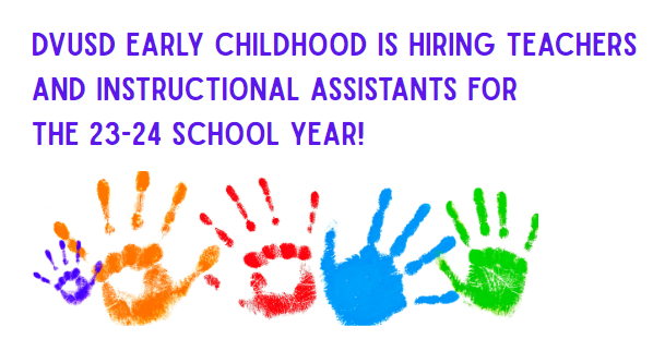 Apply online at careers.dvusd.org 
#Headstart #TeachersOfTwitter @DVUSD #earlychildhood #Employment #Arizona 
dvusd.org/earlychildhood