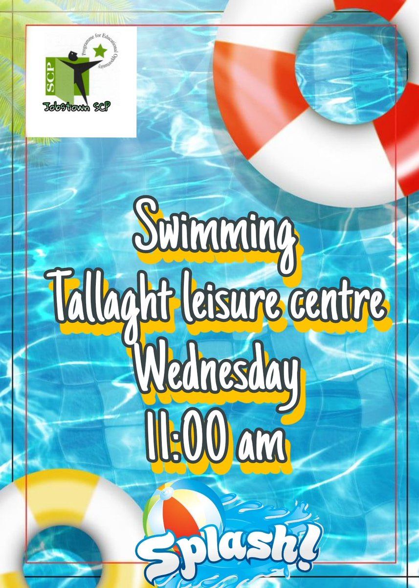 Swimming this Wednesday 11:00 am 🏊‍♀️ @TallaghtLeisure
#scpjobstown #scp #Jobstown #JobstownSCP #SchoolCompletionProgramme #tallaght #stayingconnected #summer #swimming