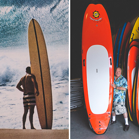 Greg Noll.  "Da Bull"  with his Liquid Shredder SUP. He's missed by many.