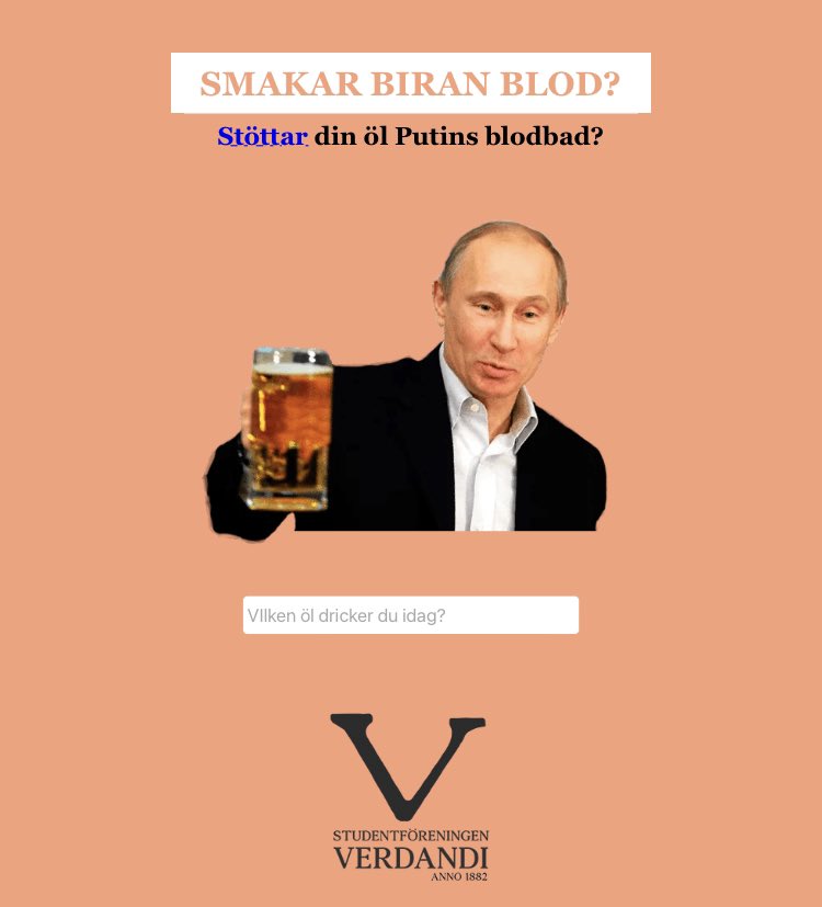 Är bakfyllan tillräckligt jobbig utan eftersmaken av blod? Nu lanserar vi
”Smakar biran blod” där du enkelt kan planera ölinköp utan att stötta imperialistregimer. Perfekt inför midsommar!
tinyurl.com/Smakabir