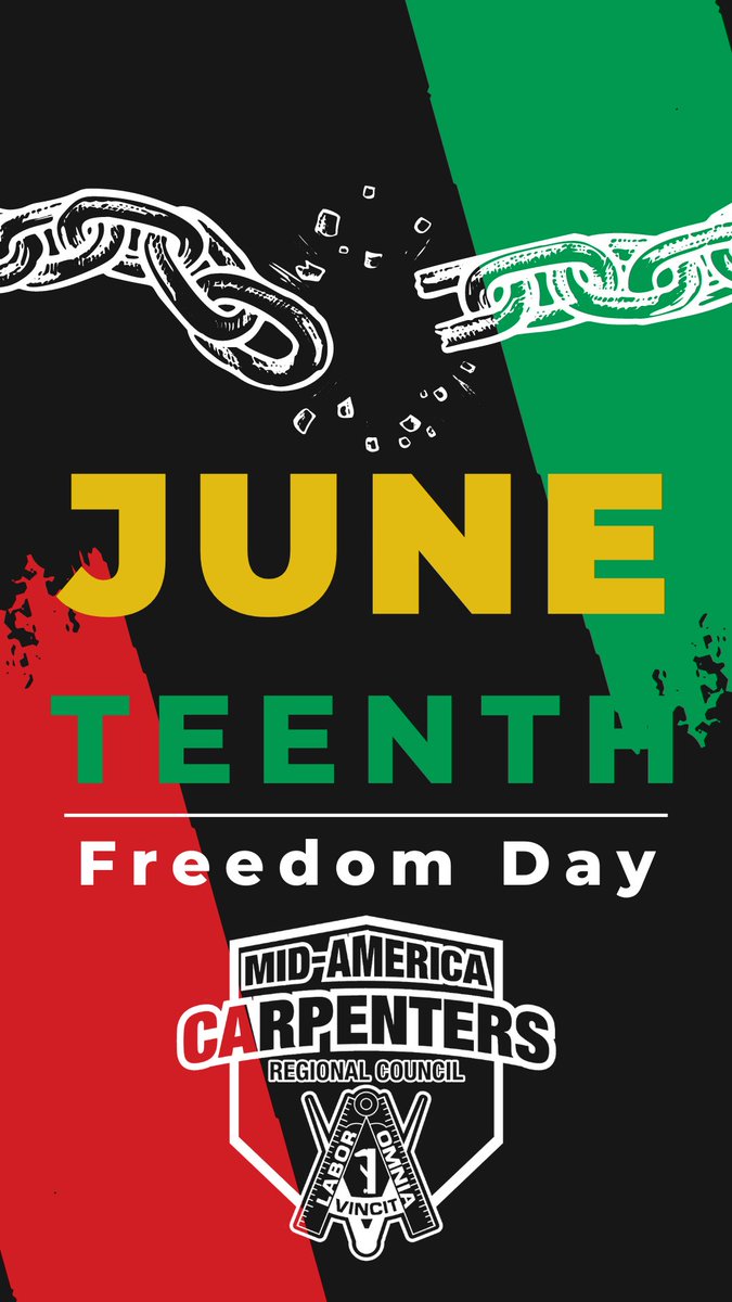 MidAmCarpenters's tweet photo. Happy Juneteenth!
#Juneteenth2023 https://t.co/j4mOW8PZDz