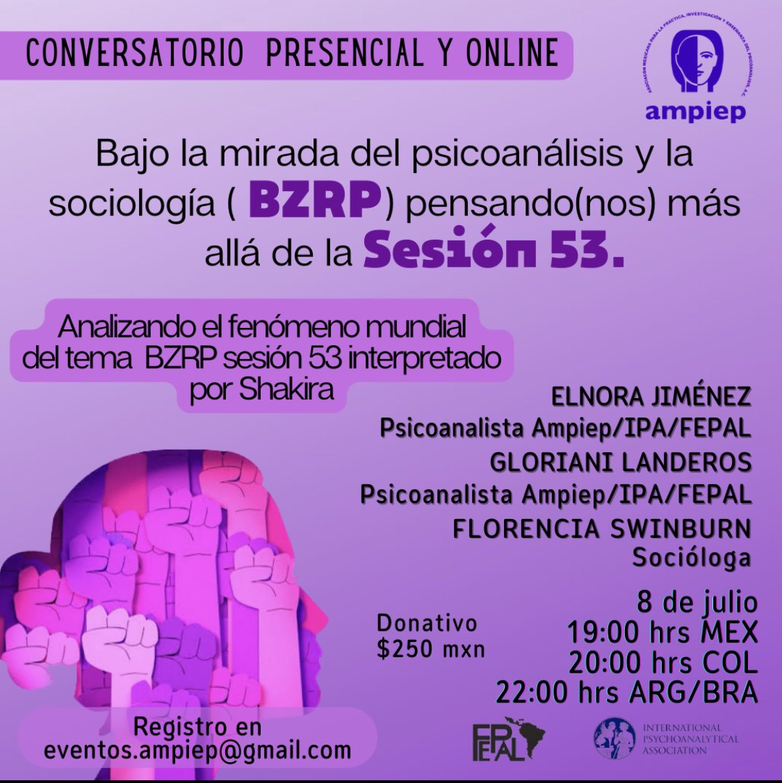 AMPIEPac's tweet photo. Conversatorio presencial y online

¡Claramente no te lo puedes perder!

8 de julio 19 hrs Cdmx
Costo: $250 MXN

Arquímedes 3 piso 6 esquina con Reforma o vía Zoom.

Registro por DM o en eventos.ampiep@gmail.com 

#ampiep #psicoanálisis #psicologíaclínica #psicoanalisismexico #ip https://t.co/vsuumyiJtV