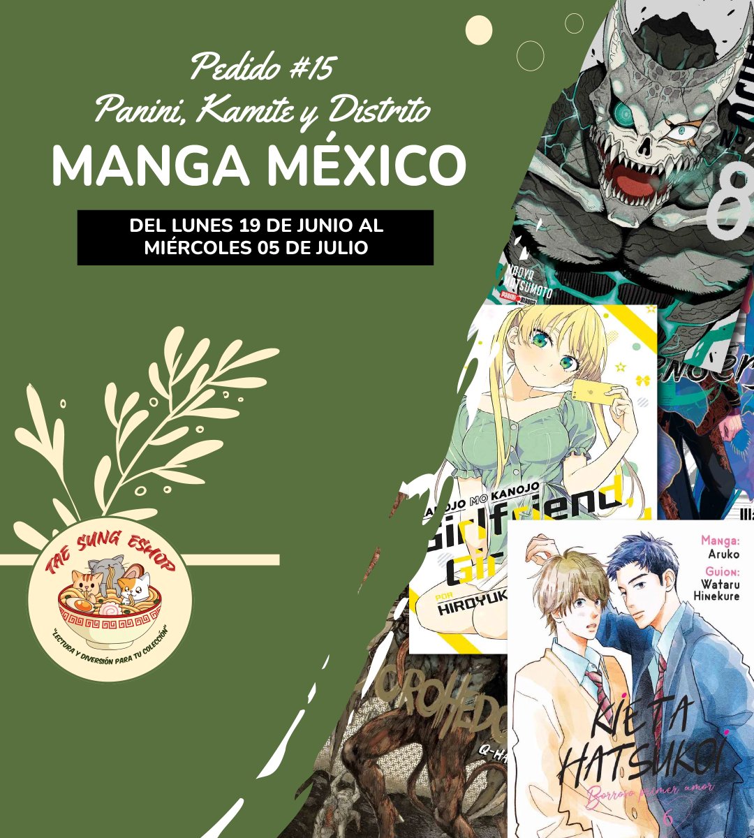 TaeSungeShop's tweet photo. Pedido a México #15 

Cierre de pedido: Julio 5.

¡Enviamos pedidos cada día viernes! ¡Solicita tu pedido y no olvides pedir los Descuentos e Incentivos!

Visita nuestra web https://t.co/GwOzoR9xY3

#paninimanga #kibooksediciones #novedadpaninimanga #paninimangamx https://t.co/GfcQ51KjGD