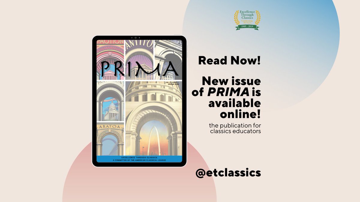 New issue of #ETCPRIMA is available now! Take a look at the latest news in classics education! @etclassics joom.ag/D8Rd
#PRIMAMagazine
#LatinTeach
#ETCPRIMA
#ClassicsTwitter
#ClassicsEducation
#AncientWorld
#TeachingClassics
#Educators
#EdChat